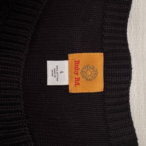 Sweater 3/4 Sleeve Cotton Boat Neck Black Size L NWOT Ruby Rd - Picture 5 of 10